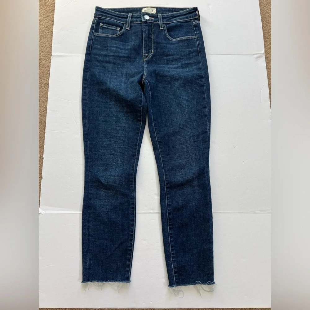 L’agence Women Margot High Rise Skinny Jeans Fray Ankle Hem Blue Size 25